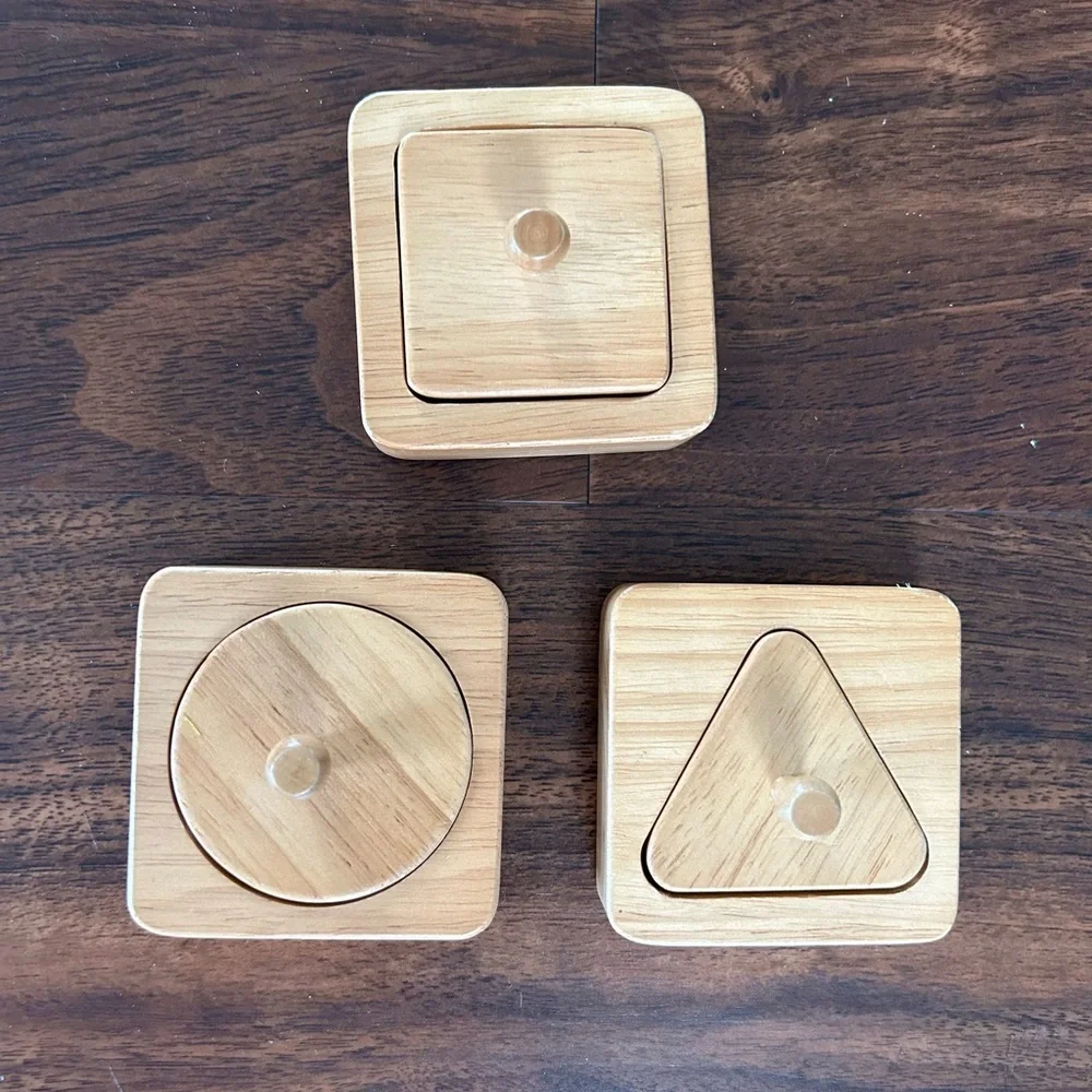 Montessori & Me Single Shape Puzzles Wood Triangle Circle Square